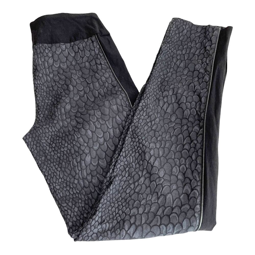 Lisette L Montreal Gray Print Black Trim Skinny Slim Leg Ankle Pants Trousers 2